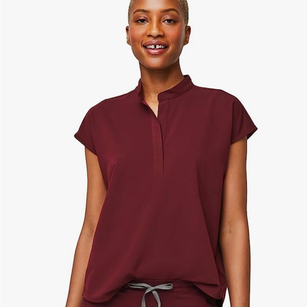 Figs mandarin collar scrub top